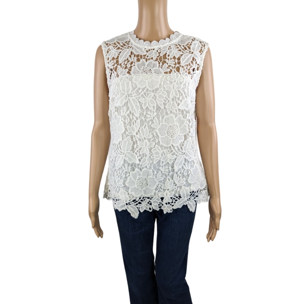 Nanette Lepore Lace Tie Back Tank M